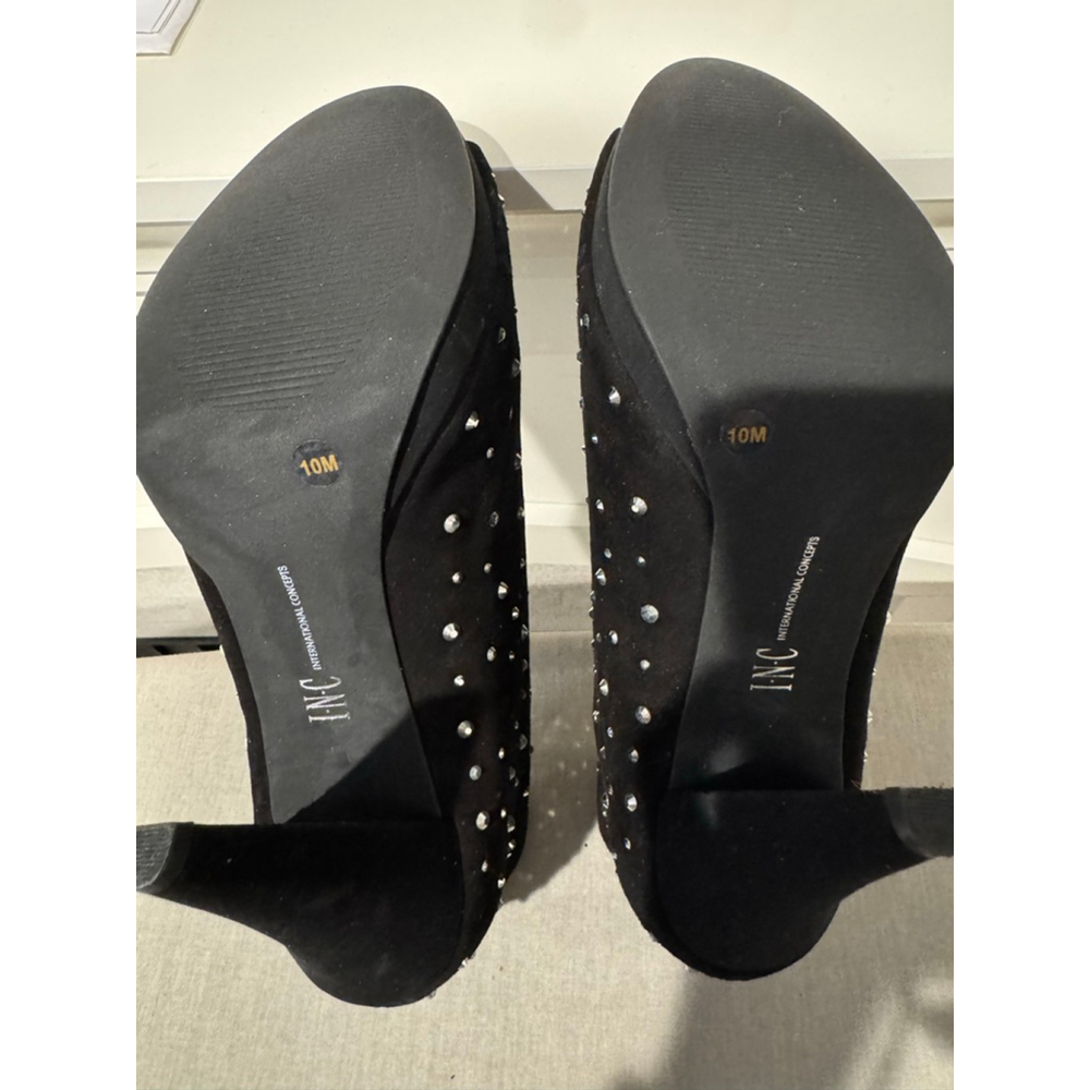 Women's INC Black rhinestone Studded Ankle Boots Booties Size 10 - Picture 10 of 12